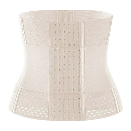 KHONTS Women Waist Trainer Shapewear For Weight Loss Tummy Control Body Shaper Breathable Waist Cincher With Adjustable Hooks White XS