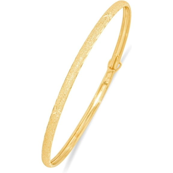 Floreo 10k Yellow Gold 3mm Elegant Satin Finish Textured Flex Bangle Bracelet