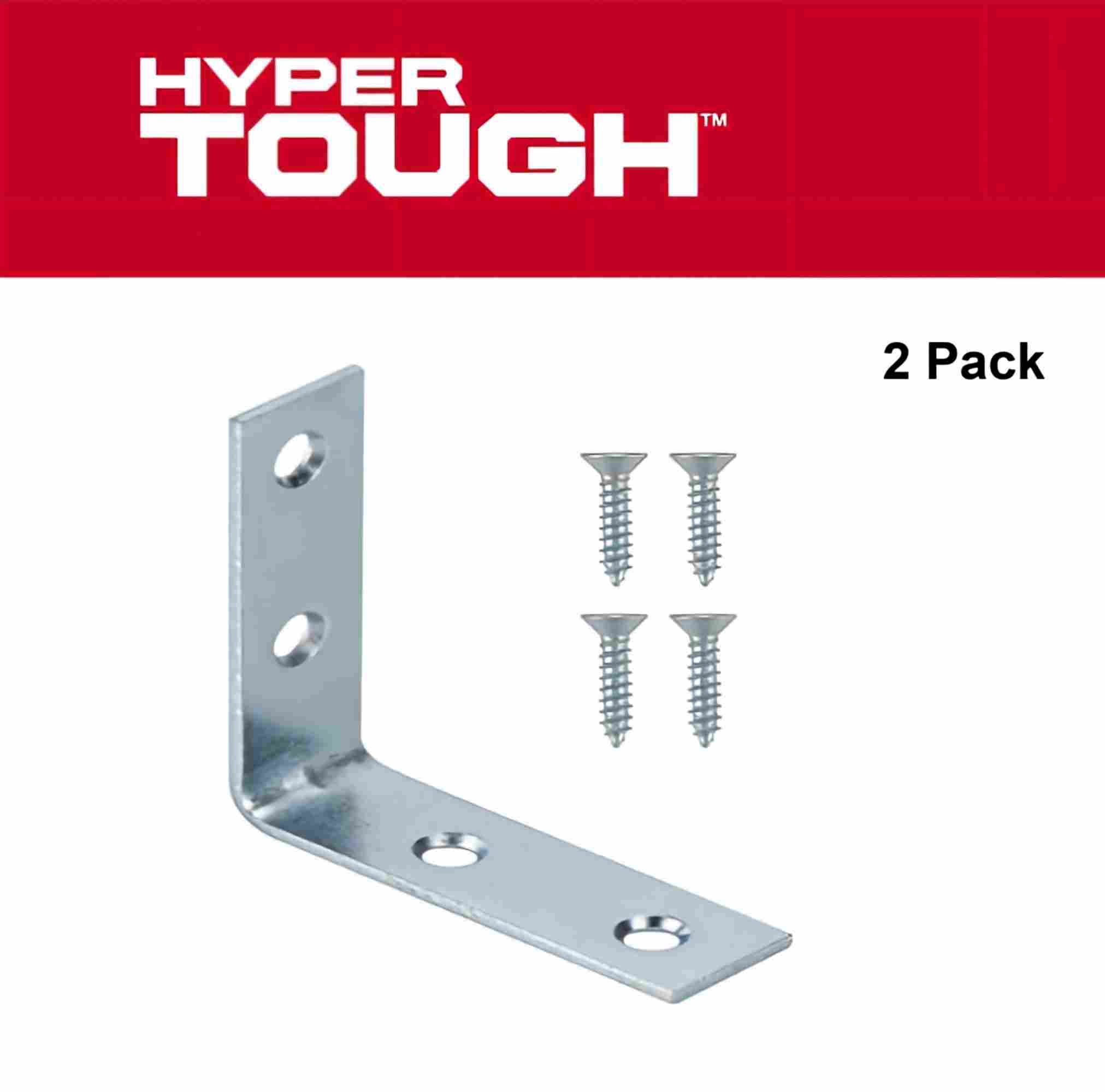 2 Inch x 2 Inch Corner Brace, Steel, Zinc Plated (2 Pack)