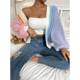 thumbnail image 3 of Womens Long Sleeve Sweater Casual Loose Knit Cardigan Multicolor Top Rainbow L, 3 of 5