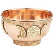 Triple Moon Pentacle Copper Offering Bowl 3", Great for Altar use, Ritual use, Incense Burner, smudging Bowl, Decoration Bowl, offering Bowl - New Age Imports, Inc.