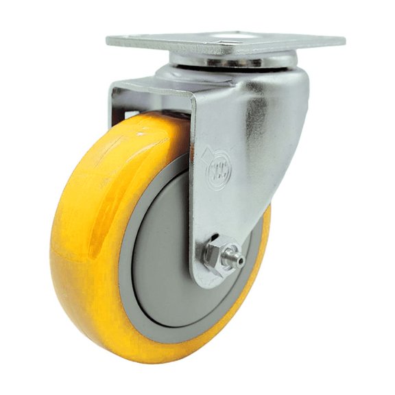 4 Inch Yellow Polyurethane Wheel Swivel Top Plate Caster Service Caster Brand