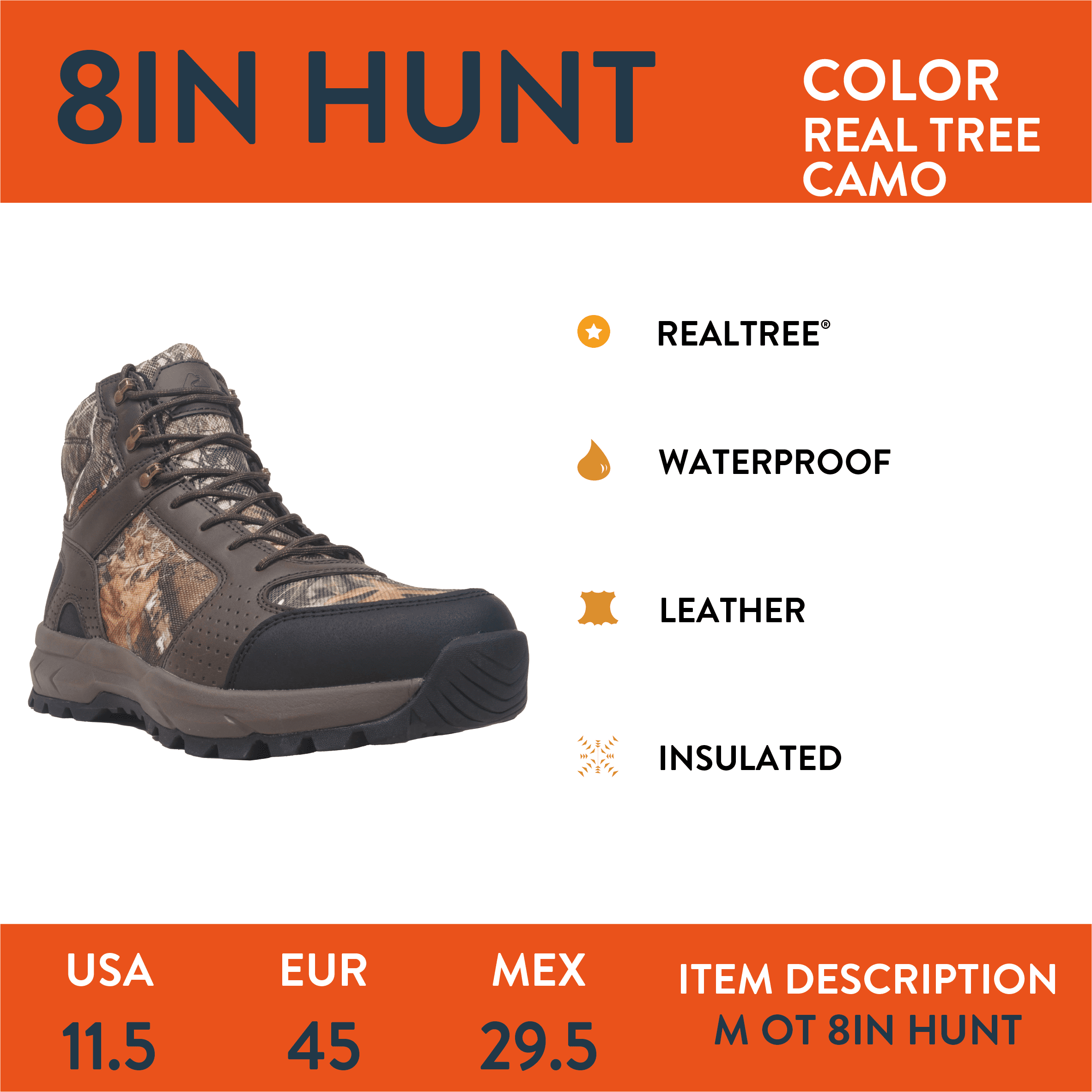 Ozark Trail Men's 8-Inch Hunting Boots