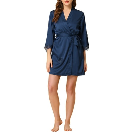 

cheibear Women s 2pcs Pajama Sleepwear Silk Cami Nightdress with Robe Sexy Satin Sets