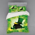 thumbnail image 2 of St. Patrick's Day Duvet Cover Set, Leprechaun Hat Shoes Costume with Pot of Gold with Shamrock Leaves, Bedding Set with Shams and Fitted Sheet, 3 Sizes, by Ambesonne, 2 of 3