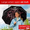 thumbnail image 2 of TUMELLA Flip-proof Inverted Travel Umbrella, Small Strong but Light Portable and Automatic Reverse Folding Rain Umbrella, Durable Premium Grip, Fits Car & Backpack, 2 of 7