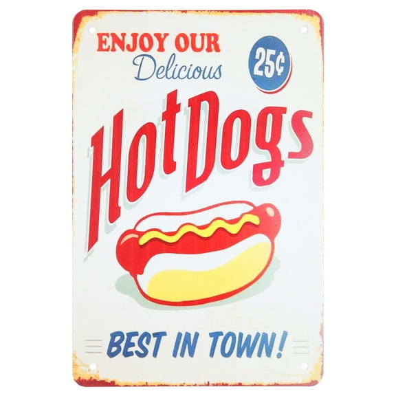 Enjoy Your Delicious Hotdogs Best in Town Vintage Tin Sign Wall Decor 20 X 30 cm