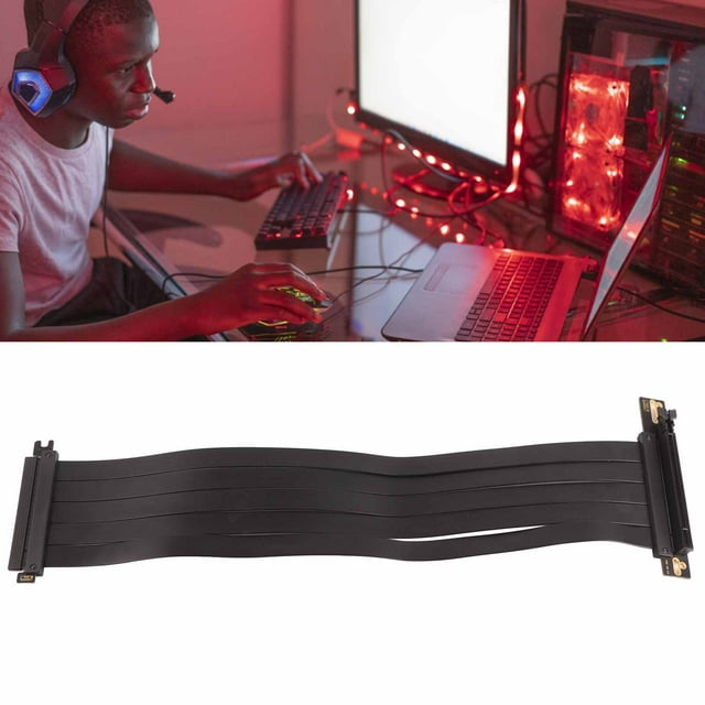 PCIE 4.0 X16 Riser Cable, High Speed Flexible 90 Degree Right Angle Port GPU Graphics Card Extension 60cmPCIE 60cm