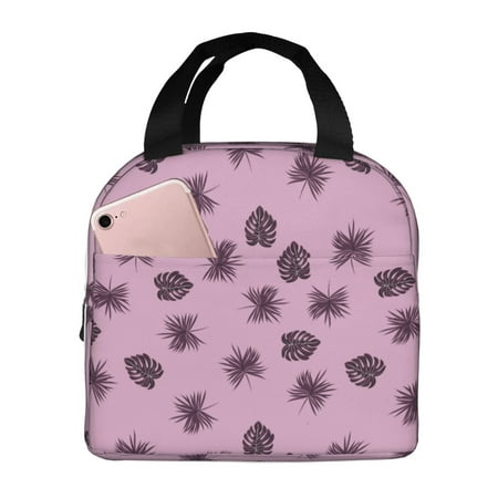 Insulated Lunch Bag for Women Men - Lightpurple Leaves Leakproof Cooler Lunch Box for Women Men  Lunch Tote Bags for Work School Picnic Travel