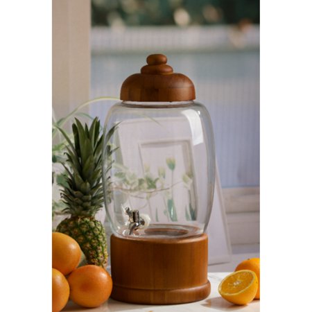 357oz. Beverage dispenser w wooden Lid and base