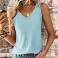 thumbnail image 2 of AherBiu Beach Tank Tops for Women Eyelet Hole Lightweight Vacation V Neck Sleeveless Summer Top Tees Shirts, 2 of 7