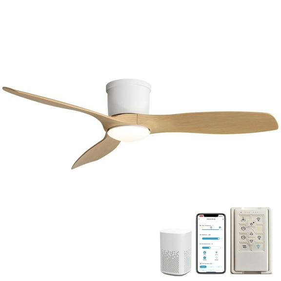 Sofucor 52-Inch Flush Mount Ceiling Fan with Integrated LED Light and Remote Control,Smart Ceiling Fan and APP Control
