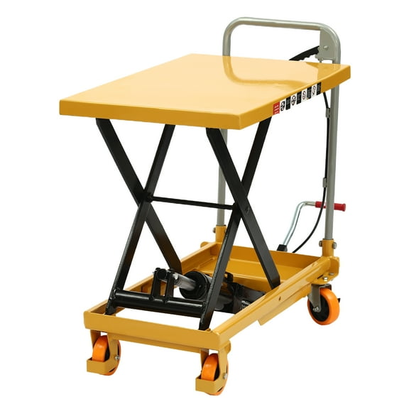 Hydraulic Lift Table, 500 lbs Load Capacity, Durable Q235 Steel with Adjustable Height and Smooth PU Wheels for Easy Operation