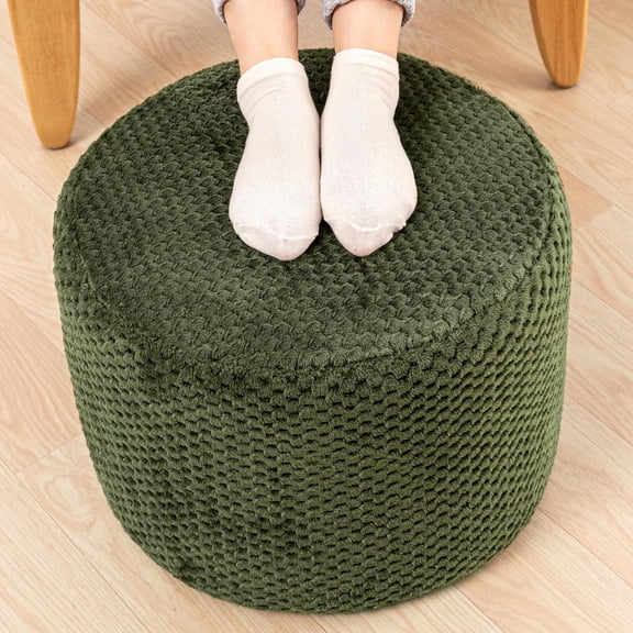 Ottoman Foot Rest Round 18x18x14In, Forest Green,Footstool for Living Room
