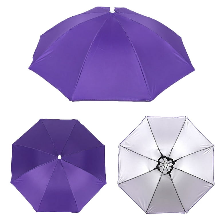 NEW-Vi Fishing Umbrella Hat Folding Sun Rain Cap Adjustable Multifunction Outdoor Headwear Silver Upgraded