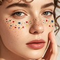 thumbnail image 3 of Sylvtty Rainbow Festival Face Stickers Metallic Freckle Heart Decals Waterproof Temporary Tattoos for Parties Festivals Photo Booths, 3 of 7
