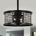 thumbnail image 6 of Lacey Matte Black 19-Inch 4-Light Geometric Metal & Crystal Drum Shade Fandelier, 6 of 13