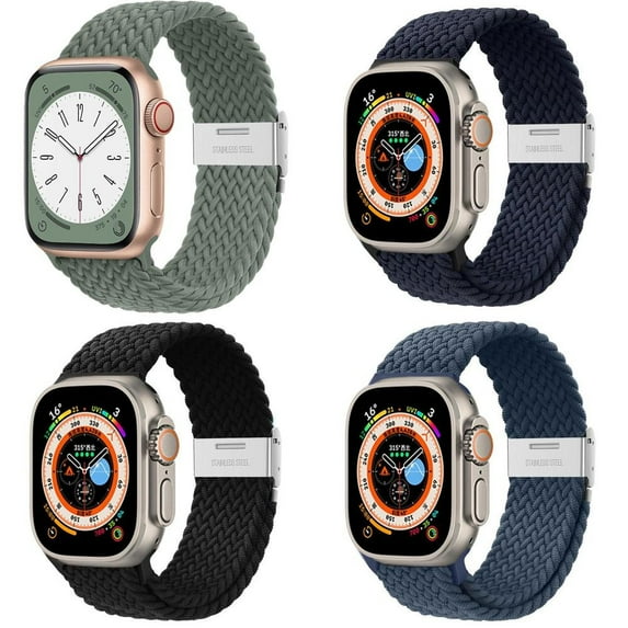 LEIXIUER Compatible with Apple Watch Bands 41mm 40mm 38mm, Braided Solo Loop Nylon Sport Stretchy Elastic Strap with Adjustable Buckle Wristband for iWatch Series 8 7 6 SE 5 4 3 2 1 Ultra,Women Men