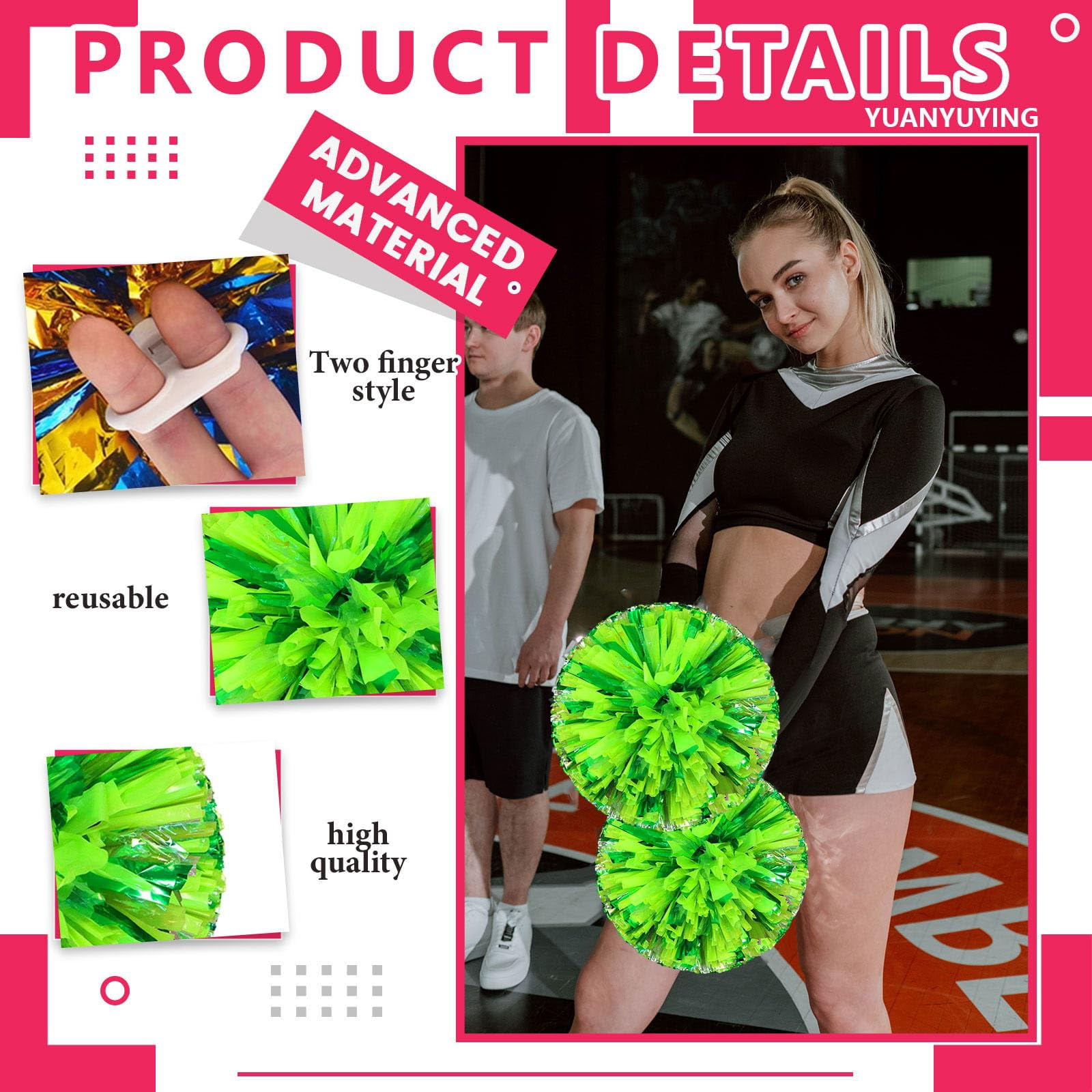 22 Pcs pom poms Cheer,pom poms Cheerleading with Finger Holes Cheer Pom Pomsfor Dance, Matches