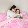 thumbnail image 4 of Manfei Pink Butterfly Bedding Comforter Set 7 Pieces for Teen, Garden Floral Full Bedding Set, Modern Fashion Reversible Fitted Sheet Flat Sheet, Lightweight Room Decor, 4 of 7
