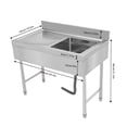 thumbnail image 2 of Freestanding Stainless Steel Sink Commercial Restaurant Sink Outdoor Sink 39.3*19.6*31.5 in, 2 of 16