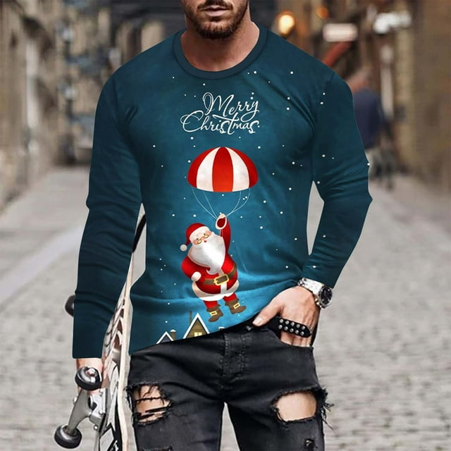 Blusas y camisas de manga larga y cuello redondo para hombre, camisetas informales con estampado de cuello redondo, blusas de manga corta para hombre