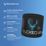 Bucked Up Pre-Workout Powder, Blue Raz, Vitamin B12 & 200mg Caffeine, 25 Servings