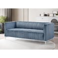 thumbnail image 4 of Home Design Gavin Velvet Square Arm Sofa with Plush Cushions and Modern Upholstery, Durable Frame for Living Room, Contemporary Blue Design, 4 of 6