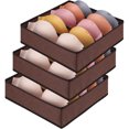 thumbnail image 1 of Organizador de cajones de almacenamiento para ropa, ropa interior, divisores, cubos de almacenamiento plegables para brasier, calcetines, ropa interior, paquete de 3 (café), 1 of 4