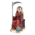 thumbnail image 5 of Seated Red Santa Muerte With Scythe Scales of Justice And Wise Owl Figurine 9"H, 5 of 10
