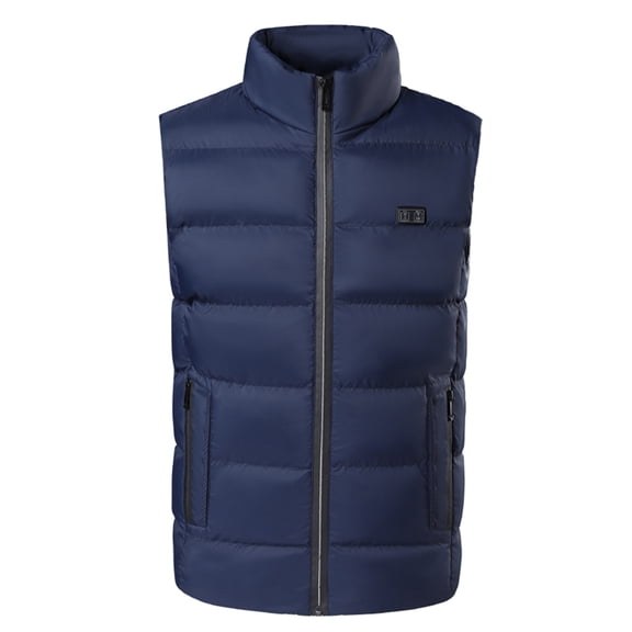 IROINNID Men's Leisure Dual-control Nine-zone USB Heating Vest Electric Heating Jacket Turtleneck Sleeveless Solid Color Clothe Heating Padded Coat