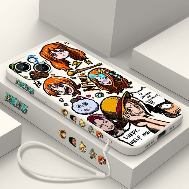 Cartoon O-Ones Pieces Phone Case For Apple iPhone 15 14 13 12 11 Pro Max Plus 8 7 SE Liquid Left Rope Capa Cover