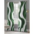 thumbnail image 4 of Green Stripe Sheer Curtains for Living Room Bedroom Geometric White Wave Modern Ocean Sheer Curtains 84 Inch Long 2 Panels Set Light Filtering Curtain Window Treatments Drapes for Dining Room, 4 of 6