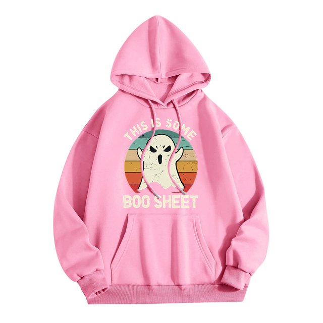 Sudadera con capucha divertida de Halloween para hombres y mujeres, sudadera con gráfico de fantasmas, esta es una sábana Boo, roja, suéter unisex