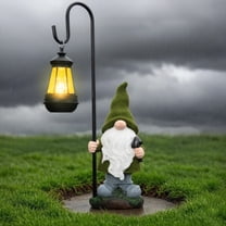 NIWEITA Solar-Powered LED Waterproof Gnome Statue - Adorable Design Holding a Shovel Outdoor Ornament Yard / Lawn / Patio Decor Garden Gift