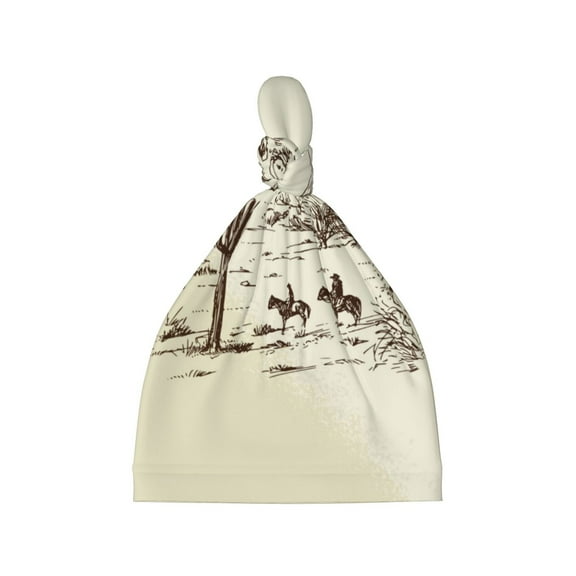 Balery Wild West Desert With Cowboys Pattern Baby Beanie, Knotted Baby Hat, Infant Hat, Newborn Beanie, Adjustable Beanie, Baby Cap, Newborn Headwear