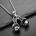 thumbnail image 2 of HOOUN Mens Silver 3D Boxing Gloves Pendant Necklace Punk Biker Jewelry Box Chain 24", 2 of 6