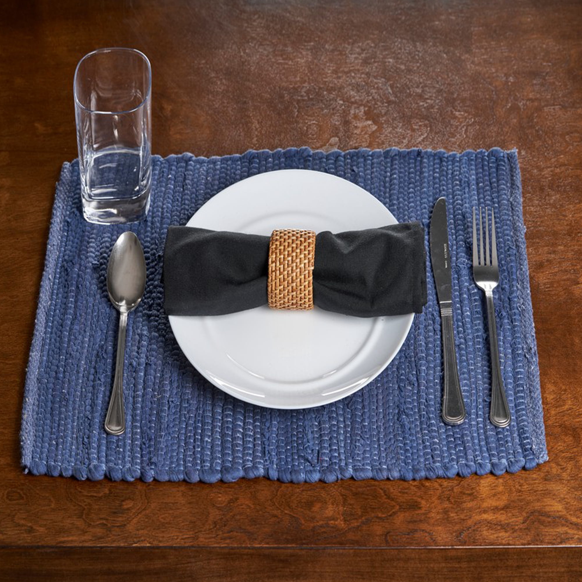 Ox Bay Zest Set of 4 Cotton Placemats, Indigo Solid