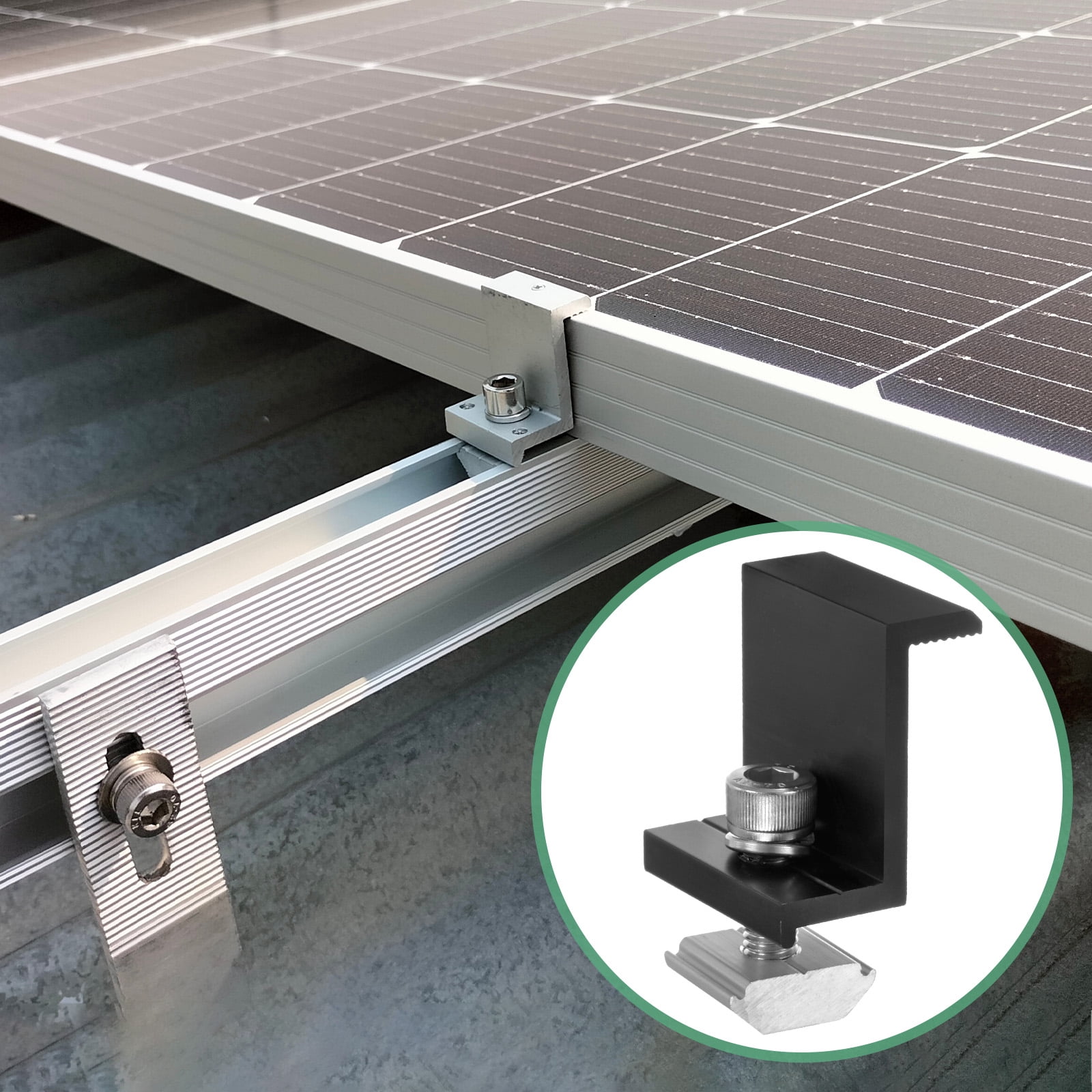 Uxcell 12-Pack Solar Panel Mounting 40mm Z Clip Lightweight Corrosion-free Aluminum Anodized Solar End Clamp Black