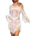 thumbnail image 1 of Women's Ruffled High Waisted Bikini Set XS Crochet Hollow Out Tassel Cover Up, 1 of 8
