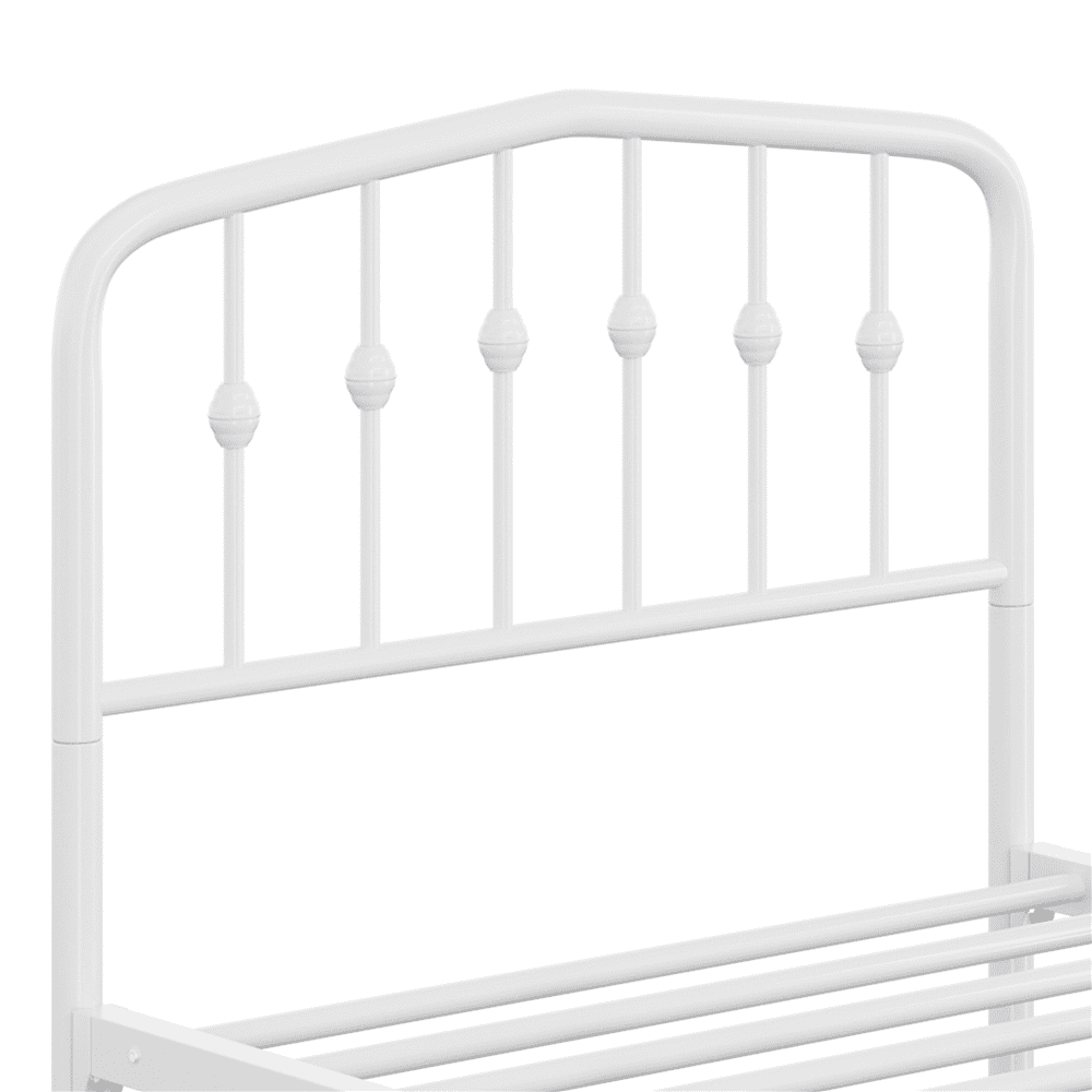 Renwick Twin Size Metal Platform Bed with Arched Headboard and Footboard for Adult, White