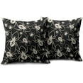 thumbnail image 2 of Black Halloween Pillow Covers 16x16 Set of 2 Cream Spider Print Outdoor Decorative Throw Pillows Holiday Scary Themed Farmhouse Pillowcases Linen Cushion Case Decor for Home Sofa Couch Bed, 2 of 6