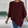 thumbnail image 6 of SEAOPEN Women's 2024 Fall Winter Turtleneck Poncho Sweater Fashion Chunky Knit Cape Wrap Sweaters Pullover Jumper Tops under 10 dollars Wine,L, 6 of 6