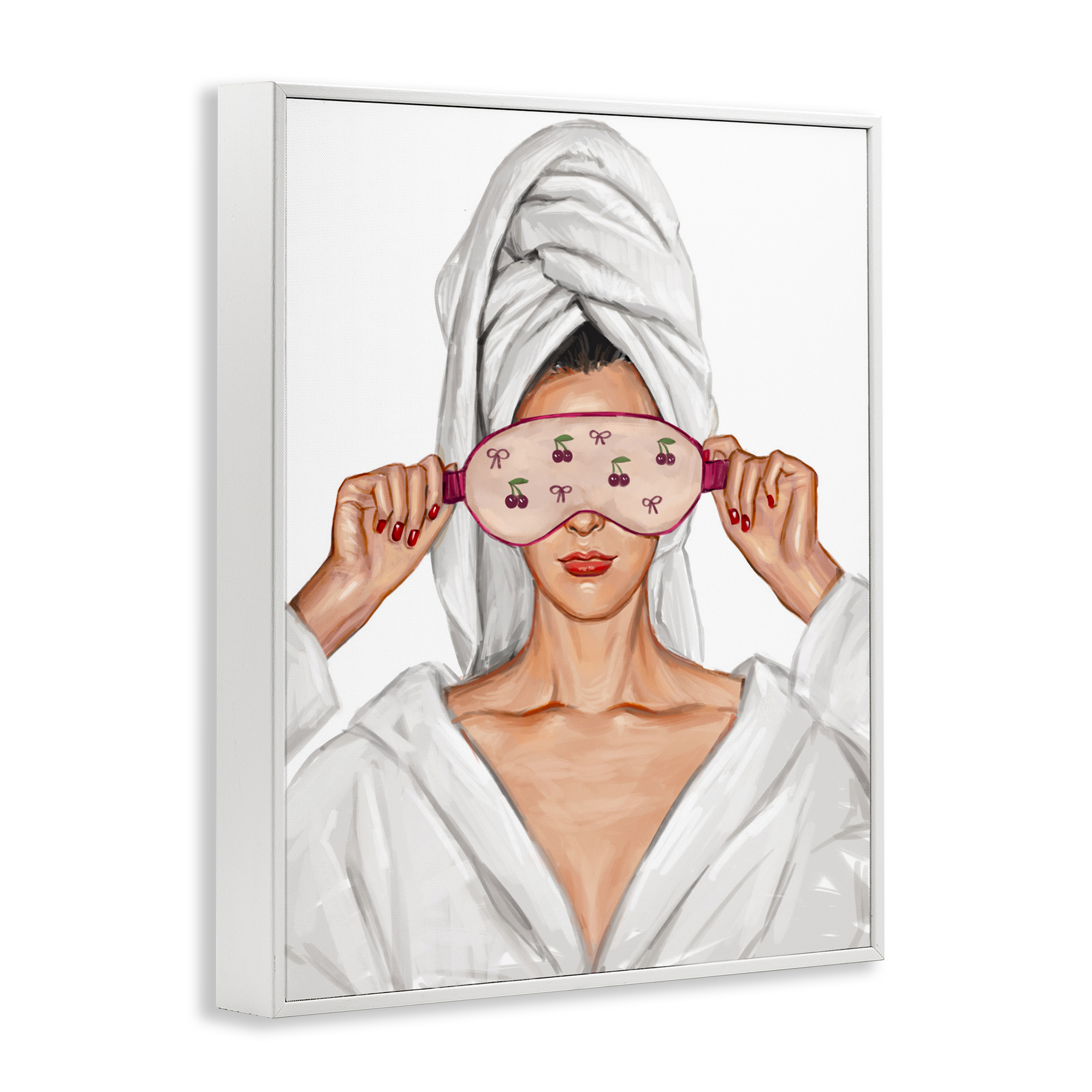Cherry Eye Mask Fashionista White Framed Giclee Art, design by Ziwei Li