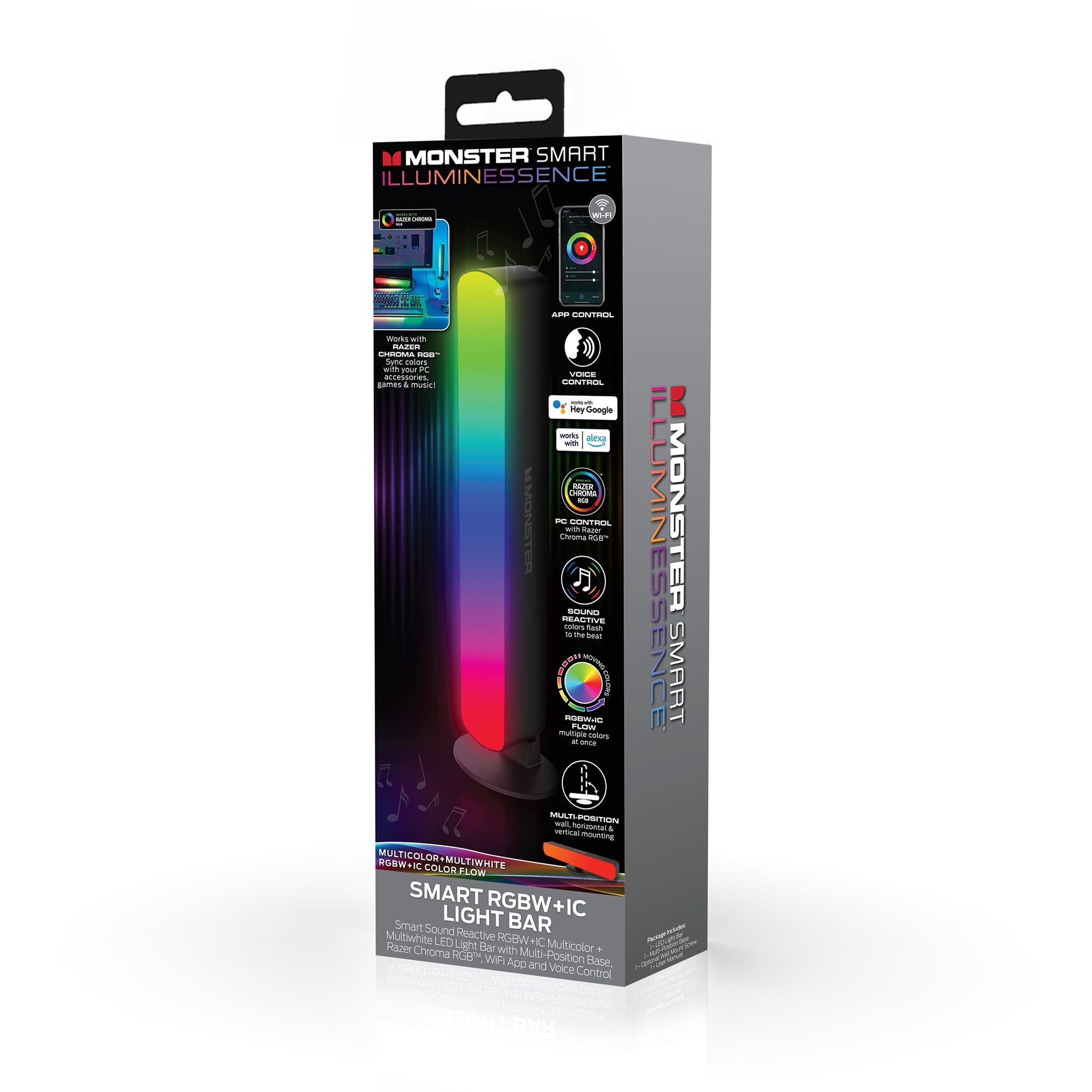 Monster LED Smart Wi-Fi Color Flow Light Bar, Customizable Color Holiday  Lighting, All Occasion 