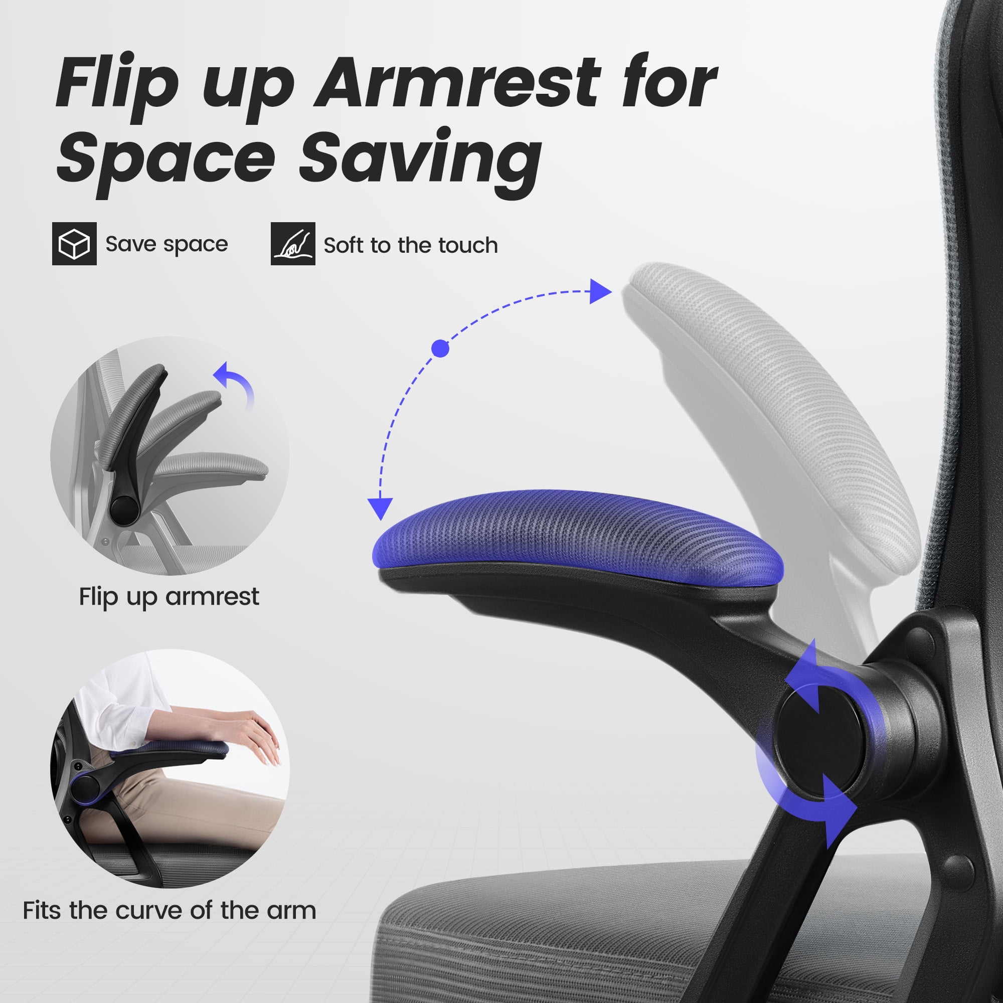 COOLHUT Ergonomic Office Chair, High Back Mesh Office Desk Chair with Headrest 500LBS, Executive Office Chair with Adjustable Aremrest, Home Office Swivel Desk Chair for Home Office, Dark Gray
