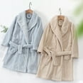 thumbnail image 2 of WOLLED Boys Girls Flannel Robe 5-15T Kids Soft Long Bathrobe Youth Thickened Bath Towel Sleepwear Lapel Jumpsuit Pajamas Waistband, 2 of 9