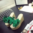 thumbnail image 4 of Penkiiy Women's High Heeled Bow-Knot Platform Wedge Flip-Flops Beach Sandals Espadrille Slippers Summer Thong 38 Green, 4 of 9