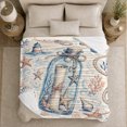 thumbnail image 5 of Vintage Coastal Lighthouse Ocean Waves Nautical Sketch, Peaceful Coastal Landscape Scene, Warm Flannel Blanket for Beach House and Living Room, Beach Lovers Housewarming Gift, Coastal Home Decor, 5 of 9