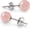 6mm Rose Quartz, variant on Round Natural Green Jade,Blue Milky Aquamarine,Rose Quartz or Black Onyx Stud Earrings in Sterling Silver, Gemstone Size - 6mm to 10 mm, Jewelry for Women, Gift Box Included